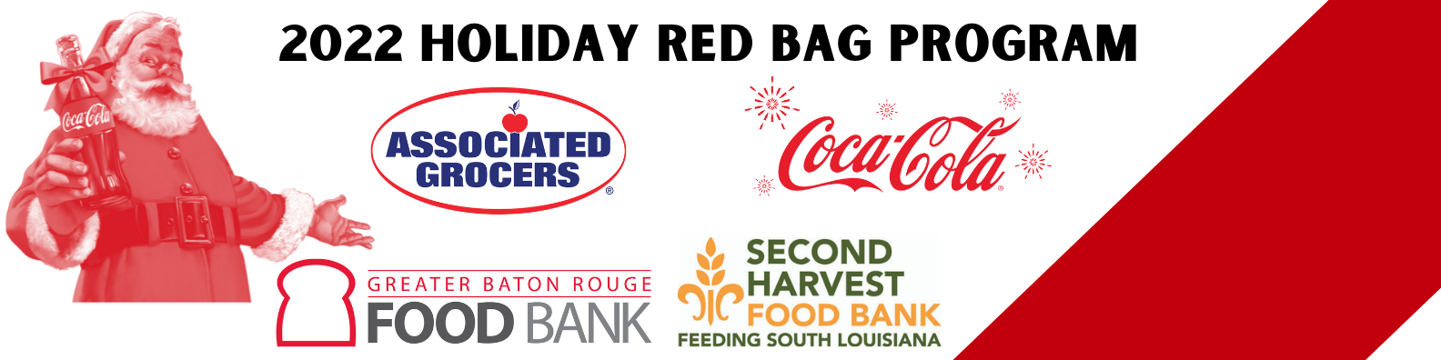 2022 Holiday Red Bag Program, sponsored by Associated Grocers and Coca-Cola.