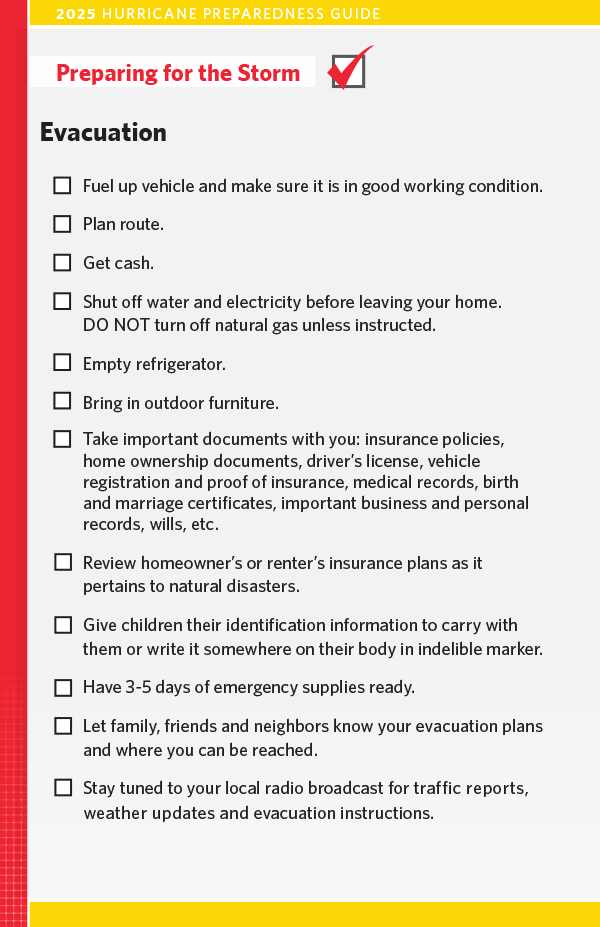 Hurricane Preparedness Checklist Page 7: Understanding local evacuation routes and shelter information