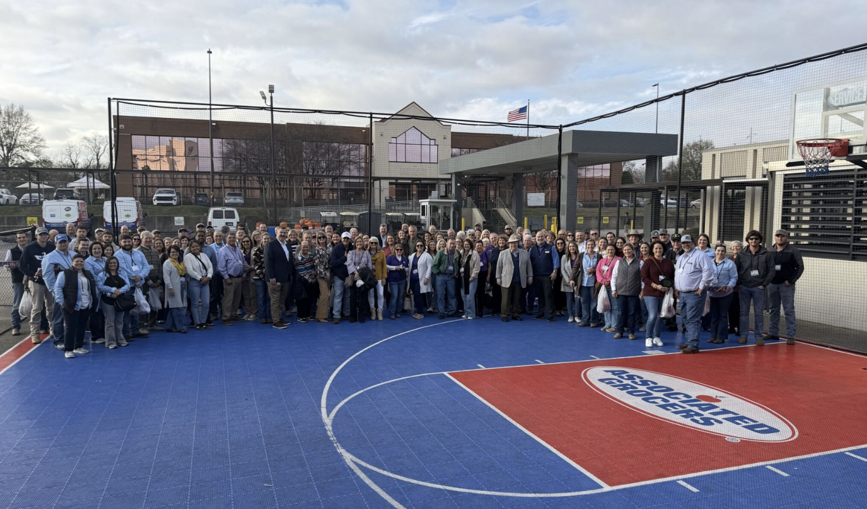 Group photo on AG basketball court 
